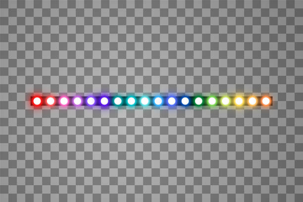 Colorful Shining led vector stripes, neon illumination on transparent background vector art illustration