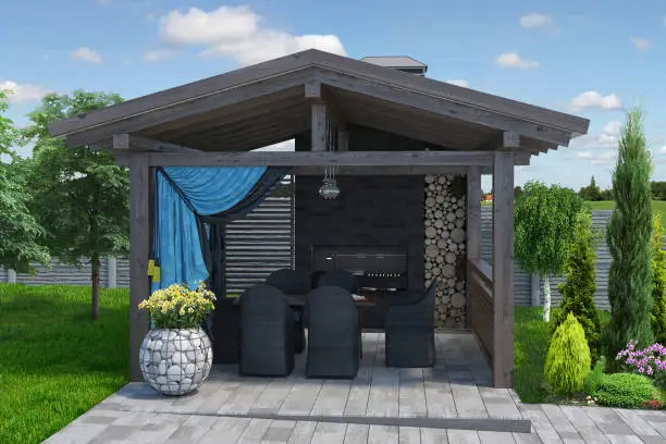 Photo of Entertaining backyard beautification, 3D render