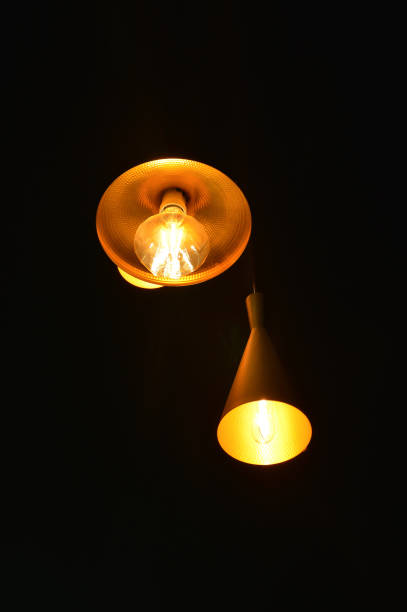 istock lamps on a black background are included. a lamp on the ceiling. 1410286422