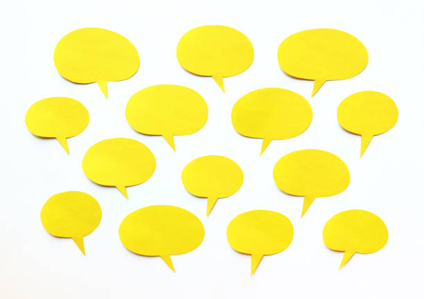 istock Yellow color paper speech bubbles 1410287532