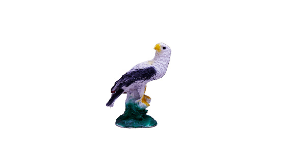 plaster garden decoration white eagle statue trinket with red scarf