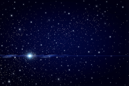 Computer drawn space starlight on a dark blue background