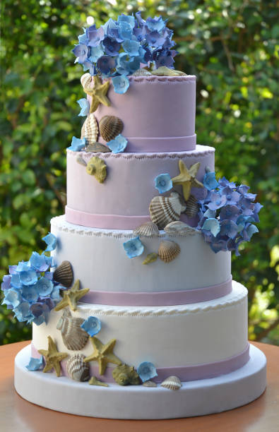 istock Wedding cake design on natural garden 1410292226