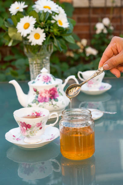 istock Enjoying tea with unpasteurized honey from small honey farm in Ontario, Canada 1410293759