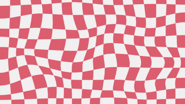 Red Checkers Distorted Background, Seamless Loop 4K Video.