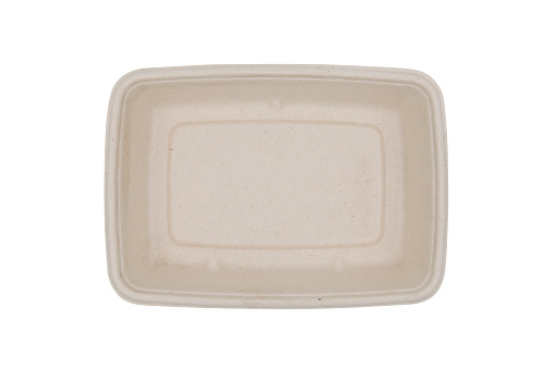 bagasse container food package isolated on white background