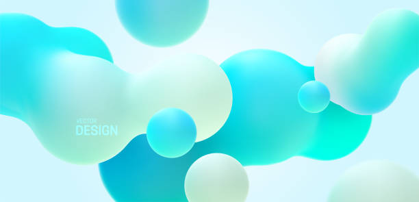 Gradient background with turquoise metaball shapes Gradient background with turquoise metaball shapes. Morphing colorful blobs. Vector 3d illustration. Abstract 3d background. Liquid colors. Banner or sign design morphing stock illustrations