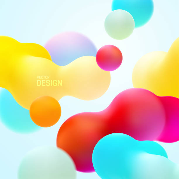 Multicolored background with liquid bubble shapes. Multicolored background with liquid bubble shapes. Vector 3d illustration. Morphing gradient blobs. Flowing colorful bubbles. Fluid particles backdrop. Decoration for banner or sign design morphing stock illustrations