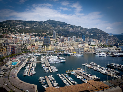 port of Monaco in summer with many yachts