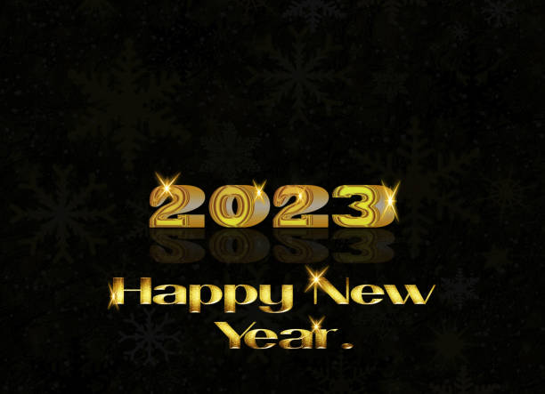 istock Gold Happy New Year 2023 on black background. 1410301551