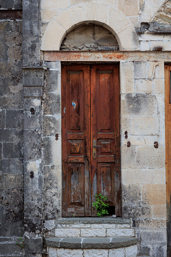 Old wooden door detail in Albanian old town