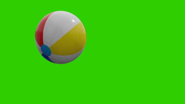 VJ loop. Beach ball is bouncing on chromakey. 3D rendering animation
