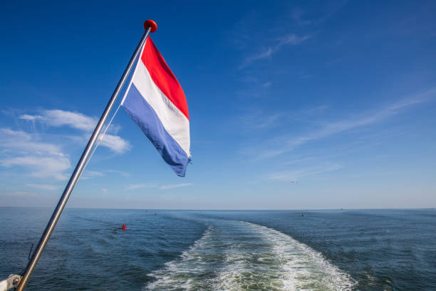 Backside of a large ship with Dutch flag