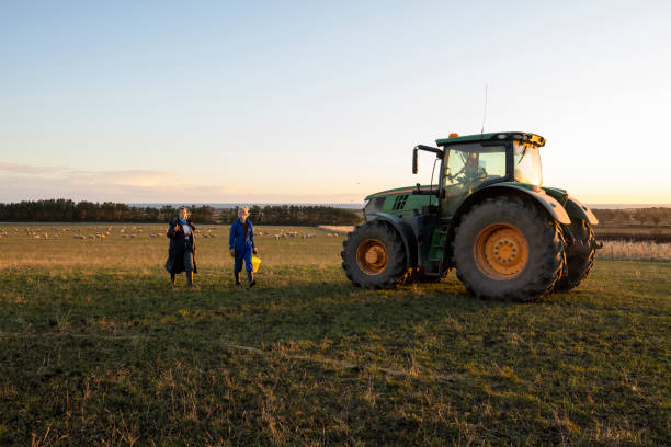 ウィンターファームワーキング - tractor farm uk agriculture ストックフォトと画像