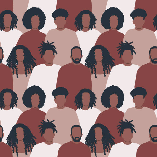 nahtloser hintergrund mit schwarzen männern und schwarzen frauen - afro women african descent silhouette stock-grafiken, -clipart, -cartoons und -symbole