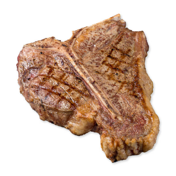 istock Steak T Bone, tibon steak, steak on bone isolated on white background 1410306063