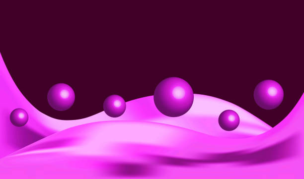istock Abstract pink Magenta Purple liquid waves with 3D sphere balls on dark violet background. Luxury backdrop. Geometric modern wallpaper. Copy space. Art digital screen. Metaverse. Science and technology 1410308965