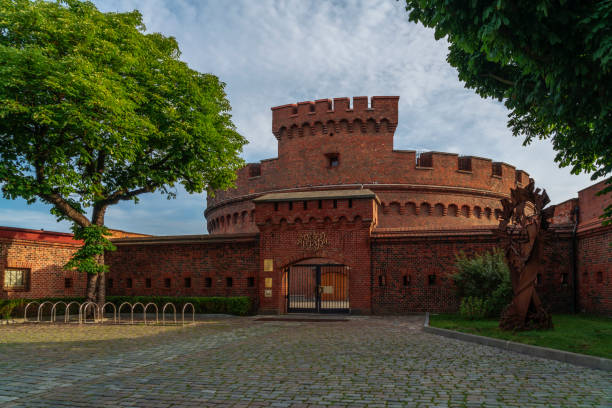 vista do museu âmbar regional de kaliningrado localizado na torre da fortaleza do don em um dia ensolarado de verão - kaliningrad - fotografias e filmes do acervo