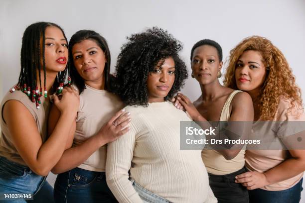 Beautiful Latin American Black Women On A White Background Stock Photo - Download Image Now