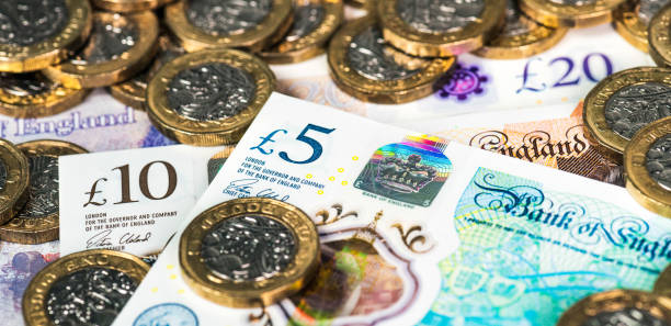 primer plano de la moneda británica - british currency currency uk coin fotografías e imágenes de stock
