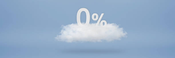 istock 0 percent. 3D numbers float on a cloud on a blue background. Copy space. Advertising banner and poster to be inserted into the project 1410320018
