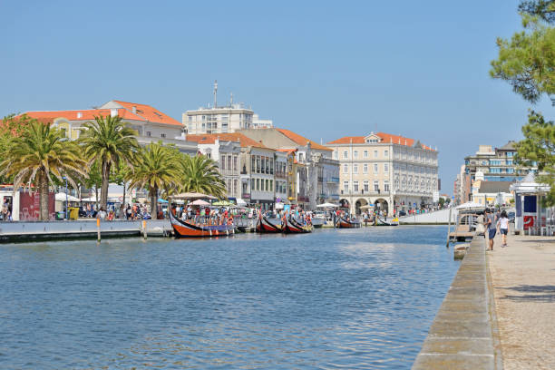 City of Aveiro, Portugal View of the water canals of Aveiro. braga district stock pictures, royalty-free photos & images