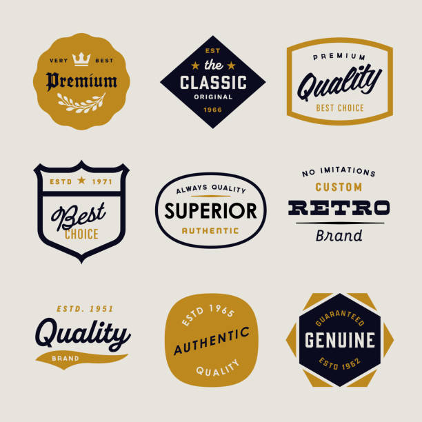 mid-century retro badge designs - logo stock illustrations