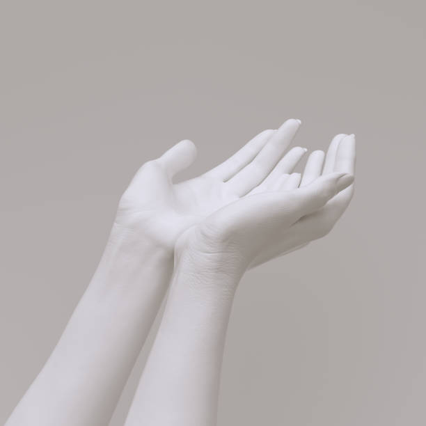 istock Almsgiving hands pose, charity concept 3d rendering, presenting gesture hand sculpture 1410334633