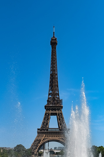 Eiffel Tower photographed from the Trocadero Fountain