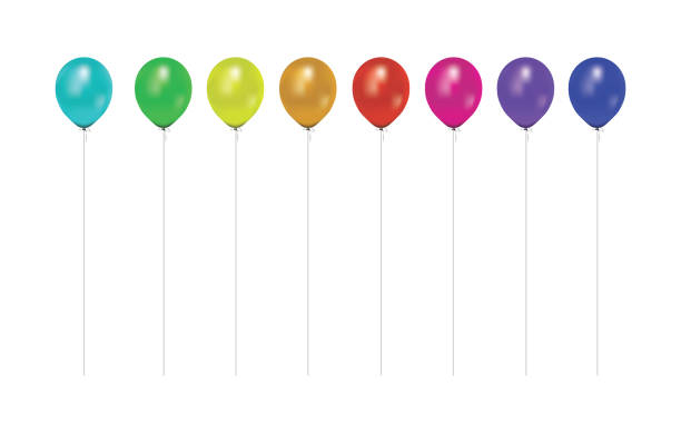 istock Colorful Inflated Helium Balloons Isolated on a White Background Illustration 1410341612