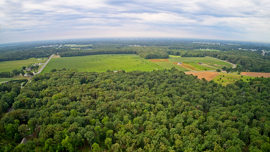 Aerial view of a rural area in the State of Delaware USA. Shot with DJI Phantom 4 Pro.