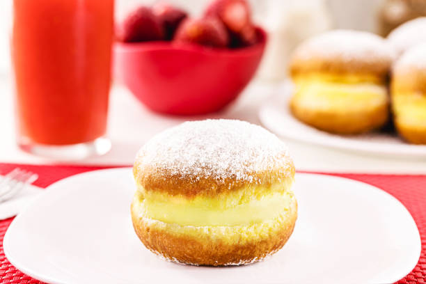 istock sweet bread with sugar cream and egg, called Brazilian fried donut called bakery dream, in germany it is called Berliner Eierlikör or Kreppel-Eierlikör in Germany, 1410344133