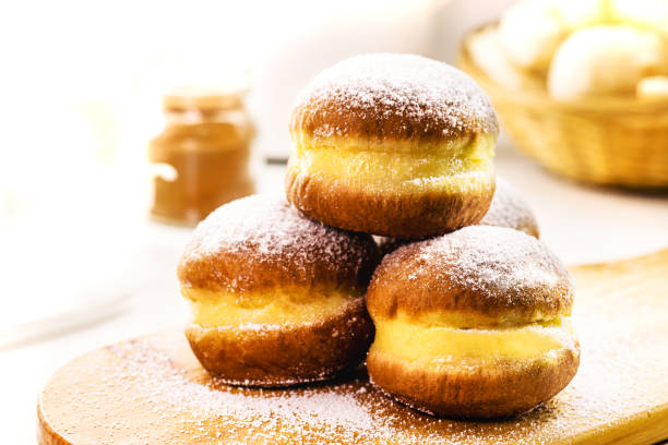 istock sweet bread with sugar cream and egg, called Brazilian fried donut called bakery dream, in germany it is called Berliner Eierlikör or Kreppel-Eierlikör in Germany, 1410344139