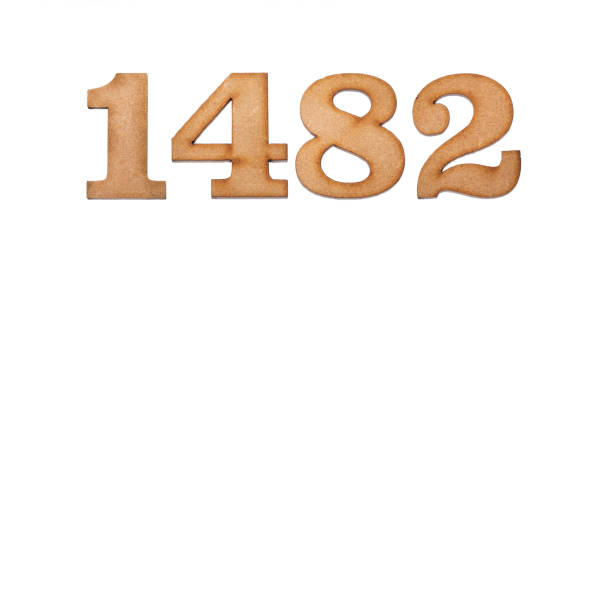 istock Number 1482 in wood, isolated on white background 1410351466