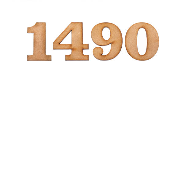 istock Number 1490 in wood, isolated on white background 1410351468