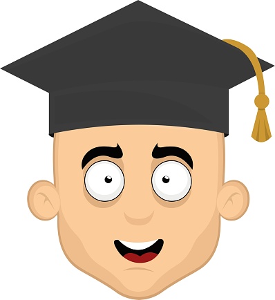 vector head man cartoon cap graduation