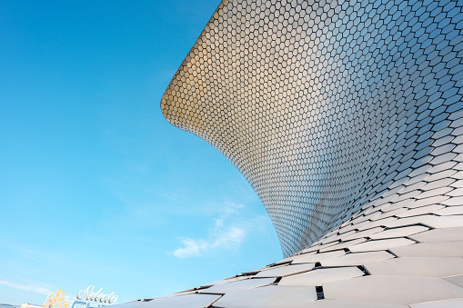 Mexico City, Mexico; July 21 2022: Soumaya museum structure, modern structures.