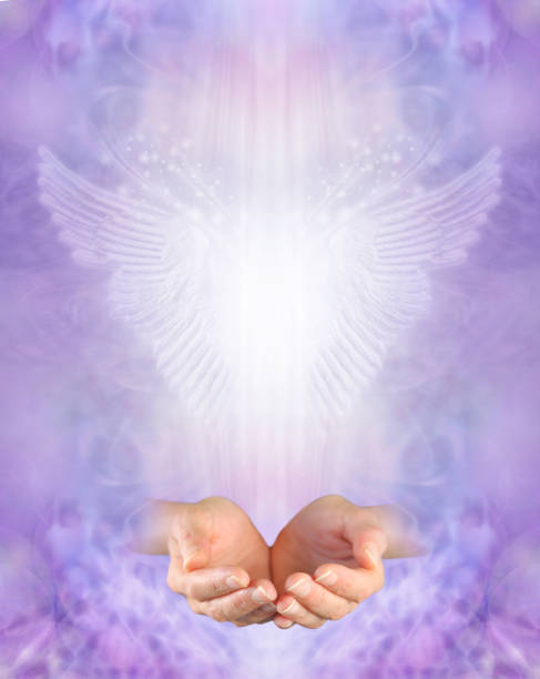 istock Angel Blessing Lilac Memo Background Template 1410356772