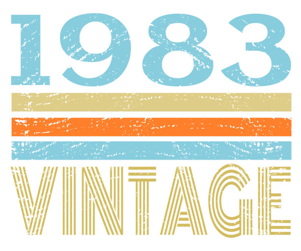 1980's Retro vintage grunge 1980's design 1983 stock illustrations