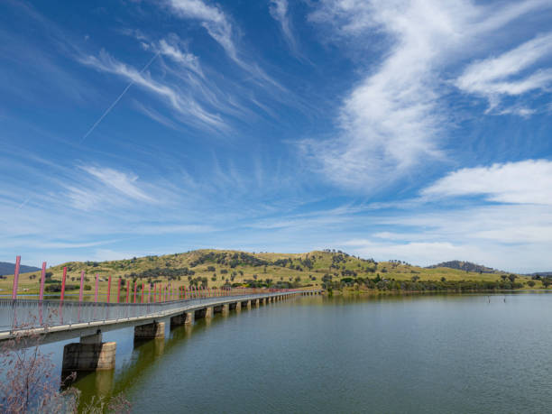 istock Bike trail bridge over lake 1410361030