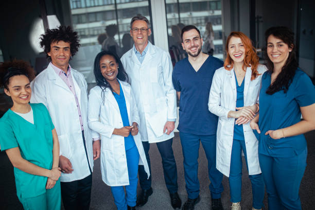 istock Diverse group of hospital doctors, surgeons, and nurses. 1410366544
