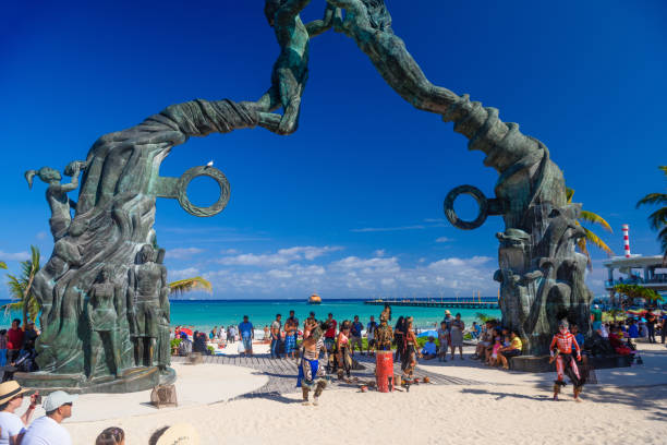 Dancing maya indians in Playa del Carmen, Yukatan, Mexico.