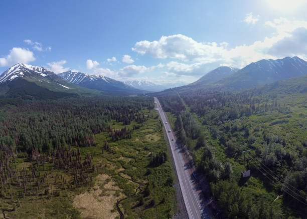 istock Panoramic Drone captures highway around Kenai Fjords National Park 1410371516