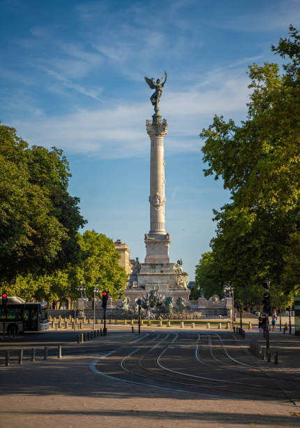 girondins monument on place des quinconces; bordeaux - monument aux girondins imagens e fotografias de stock