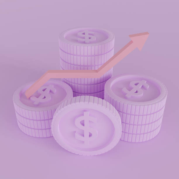 3D coin stack on pastel background,arrow up business growth,icon for web banner,saving money,profit,finance,business investment,fund, ,financial graph economic analytics concept,3d render illustration pila de monedas 3d sobre fondo pastel, flecha hacia arriba crecimiento del negocio, icono para banner web, ahorro de dinero, ganancias, finanzas, inversión comercial, fondo, concepto de análisis económico de gráfico financiero, ilustración de renderiz