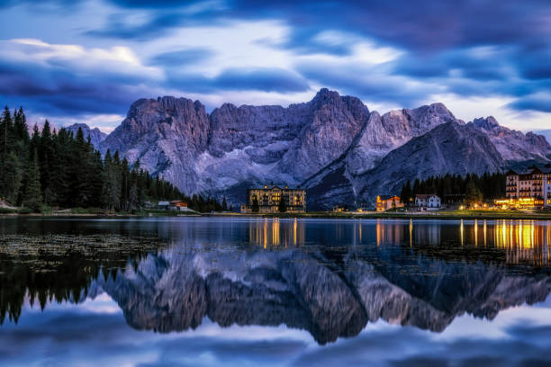 istock Lake misurina and mount sorapis sunrise 1410392349