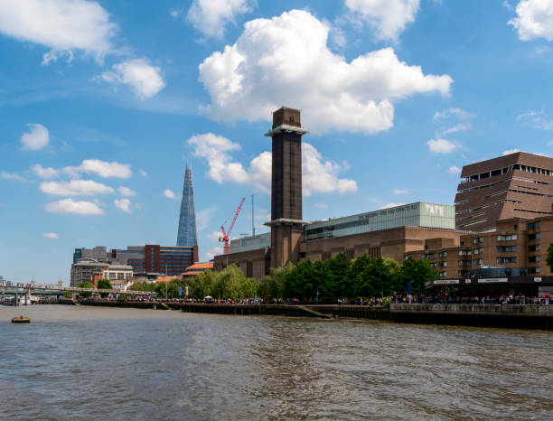 Tate Modern and Bankside from the River Thames The South Bank of the River Thames with Tate Modern art gallery and Bankside. The Shard in seen the distance. bankside photos stock pictures, royalty-free photos & images
