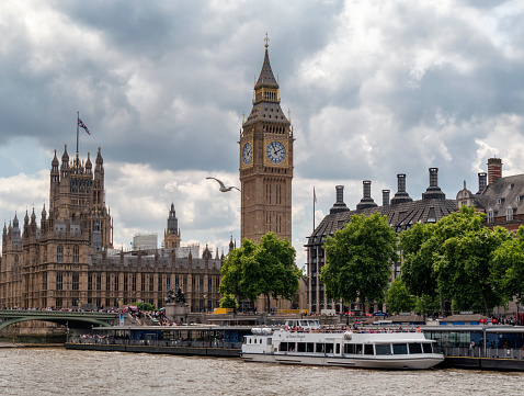 The newly restored and cleaned Elizabeth Tower - often incorrectly called ‘Big Ben’ - at the Houses of Parliament in the City of Westminster, London. The Houses of Parliament have been undergoing a lengthy restoration process of several years and the Tower was finished in time for the Platinum Jubilee of Her Majesty Queen Elizabeth II.
