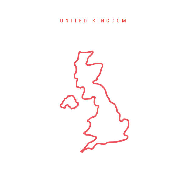 ilustraciones, imágenes clip art, dibujos animados e iconos de stock de mapa de esquema editable del reino unido. ilustración vectorial - britain british