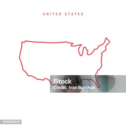 istock United States editable outline map. Vector illustration 1410395637